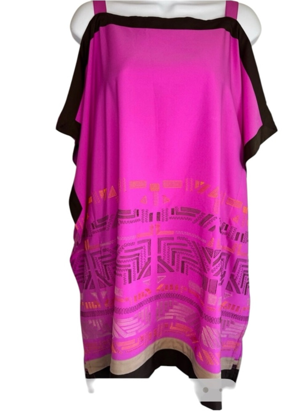 Colleen Lopez Pink and Black Tunic with Geometric Embroidered Design. Western
